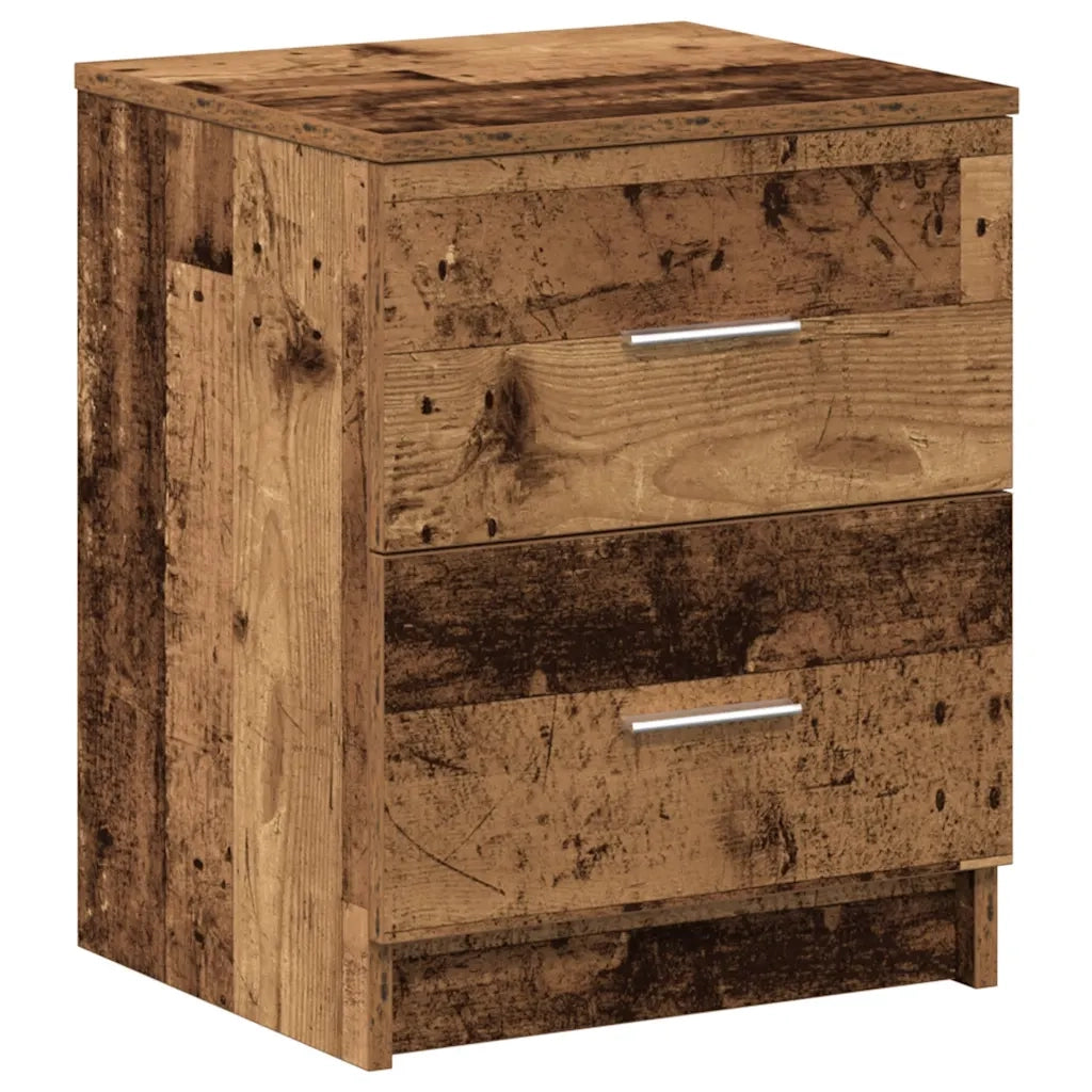 Comodino | Armadio da Notte | Mobiletto da notte con 2 Cassetti Legno Antico 40x36x50 cm