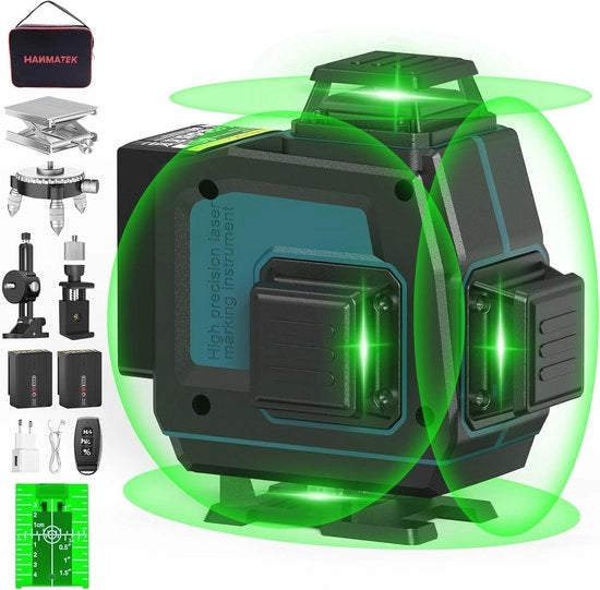 Laser Waterpas 360° - Livellatore Laser Rotativo con 3 Modalità e Batterie Ricaricabili