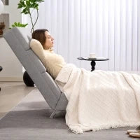 Chaise Longue Reclinabile con Schienale Alto, Imbottitura Spessa e Gambe in Metallo, Grigio Chiaro