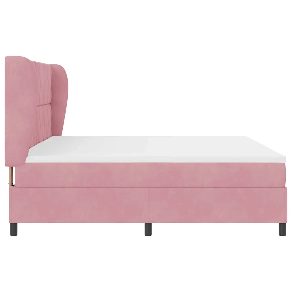Letto a molle con materasso Rosa 200 x 200 cm Velluto 3341005