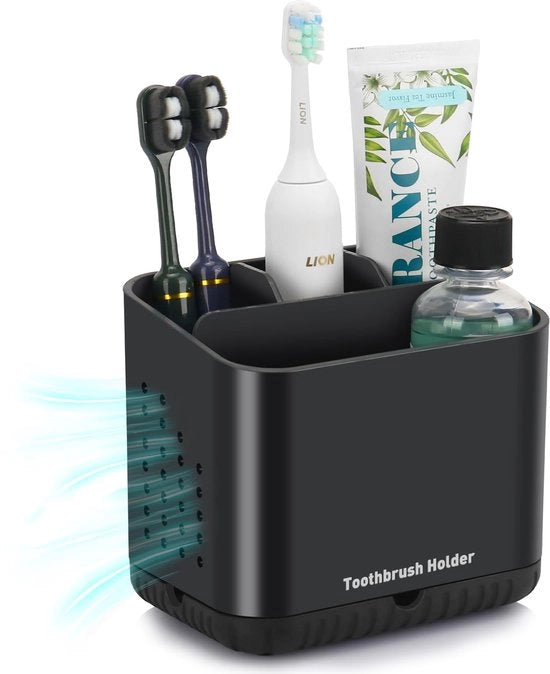 Organizzatore Antislip per la Camera da Bagno con 4 Alloggiamenti per Spazzolini da Denti Elettrici e Pasta da Denti