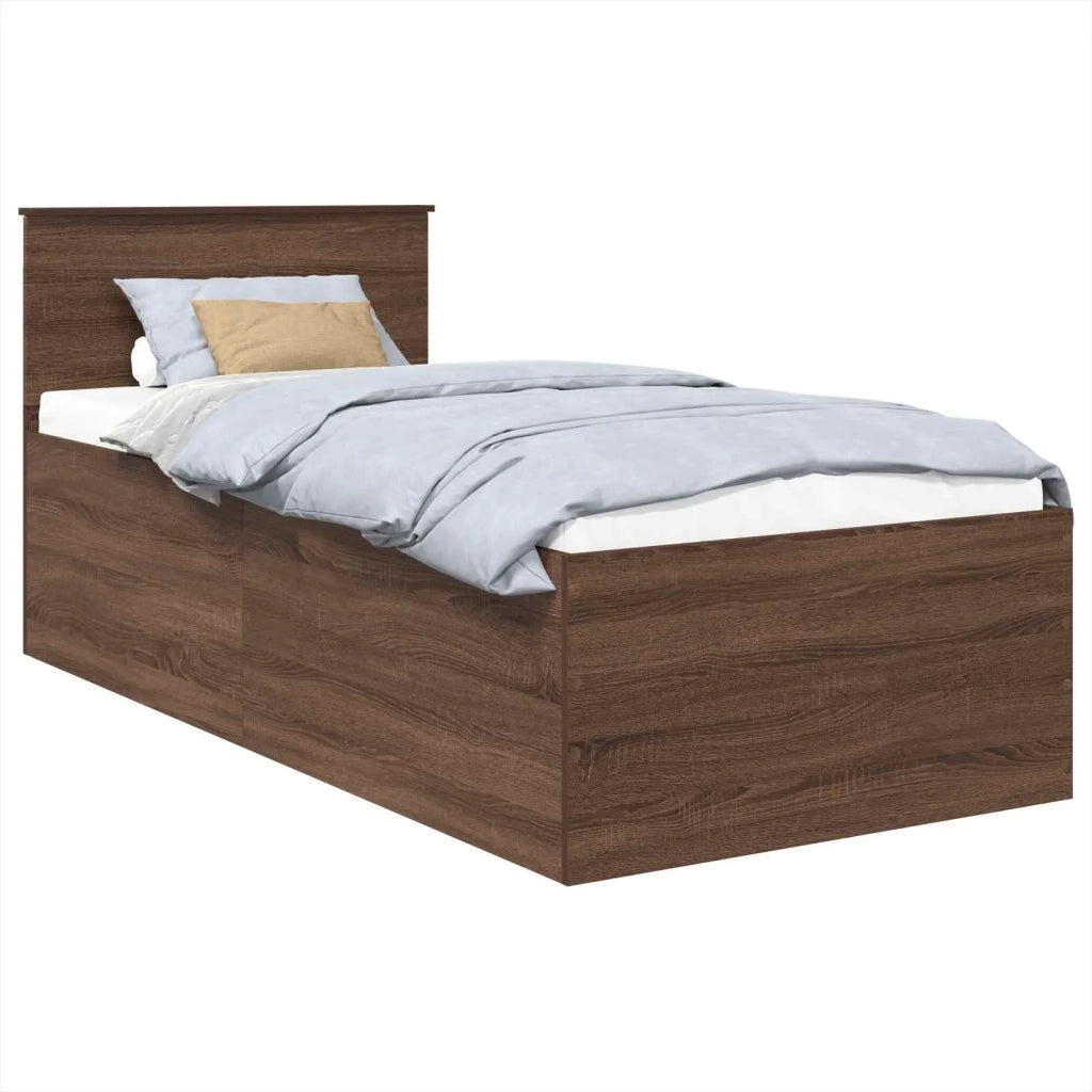 Struttura del letto con testiera Rovere Marrone 75 x 190 cm 3408633