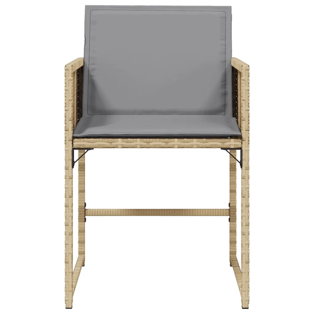 Sedie da Giardino con Cuscini 4 pz | Sedie da Esterno Beige Misto in Polyrattan