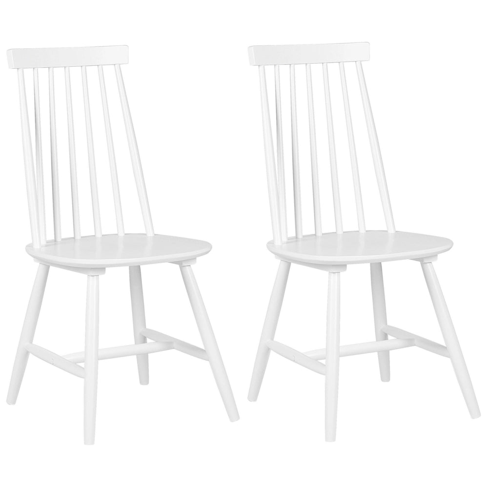 Set di 2 sedie da pranzo Sedia da cucina con schienale in legno massello bianco