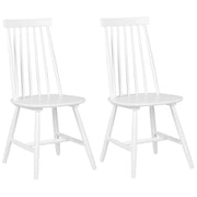 Set di 2 sedie da pranzo Sedia da cucina con schienale in legno massello bianco