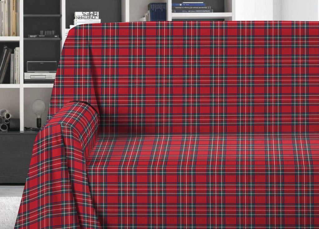 Telo Arredo Copritutto Multiuso Salvadivano In 100% Cotone Scozzese Kilt - Matrimoniale - Kilt