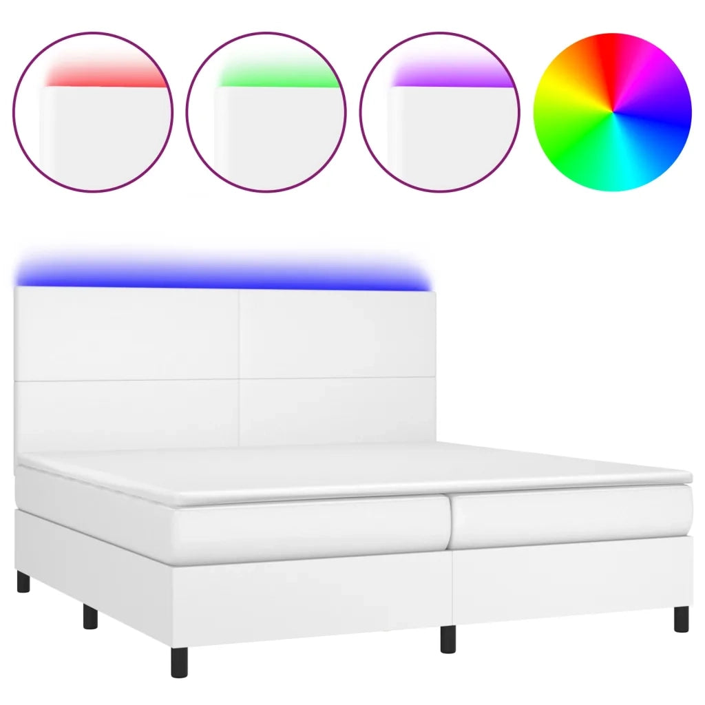Giroletto Molle con Materasso e LED Bianco 200x200cm Similpelle 3135844
