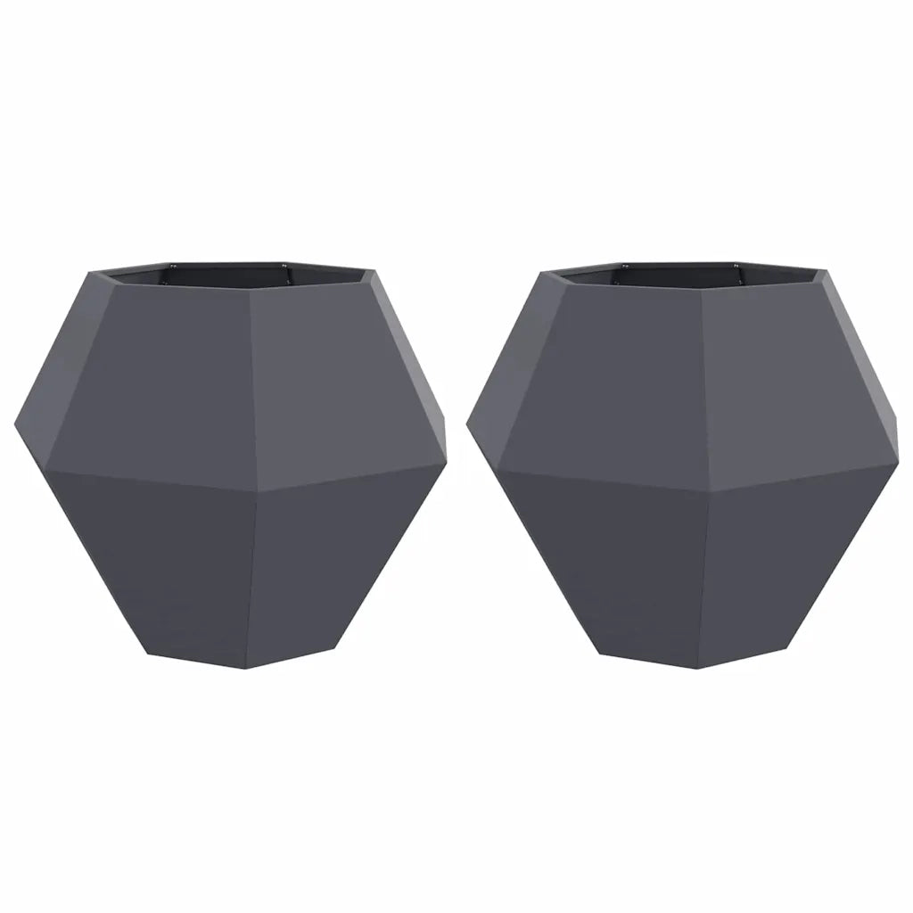 Fioriera 2 pcs Antracite 100 x 100 x 80 cm Acciaio 884029