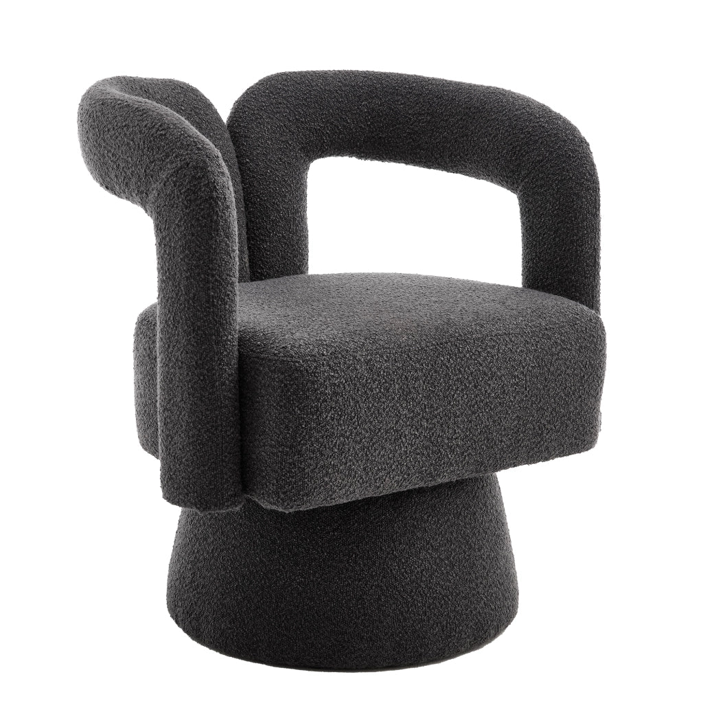 Poltrona Girevole Rotonda ¨C MINIMAL ¨C Tessuto Grigio Scuro, Imbottita, Soggiorno