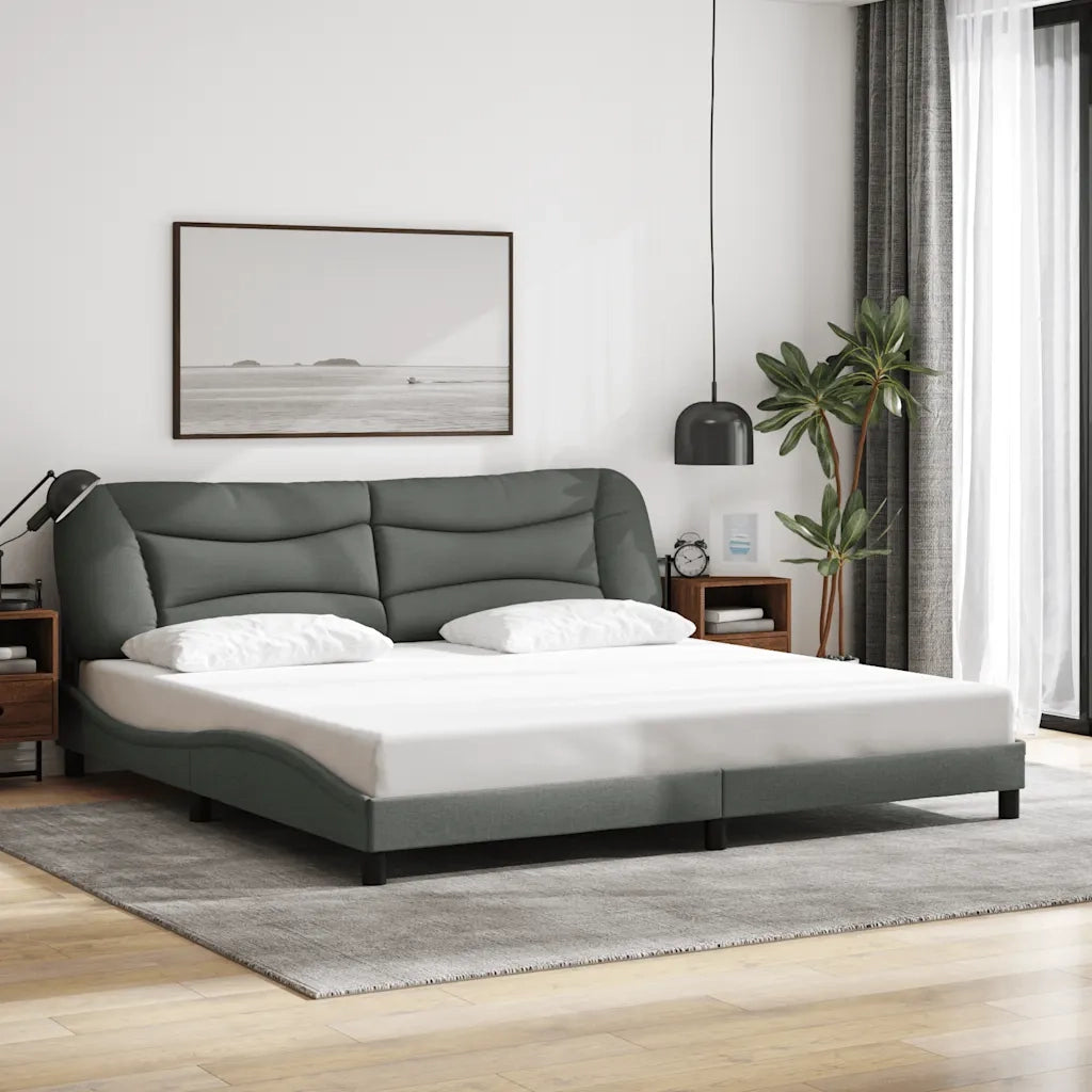 Giroletto senza Materasso-Struttura Letto Hvar Grigio Scuro 200x200 cm Tessuto