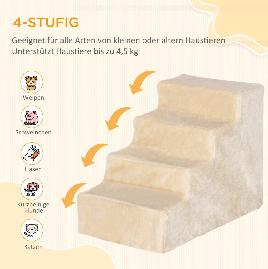 Scaletta per animali a 4 gradini beige 60 x 35 x 44 cm