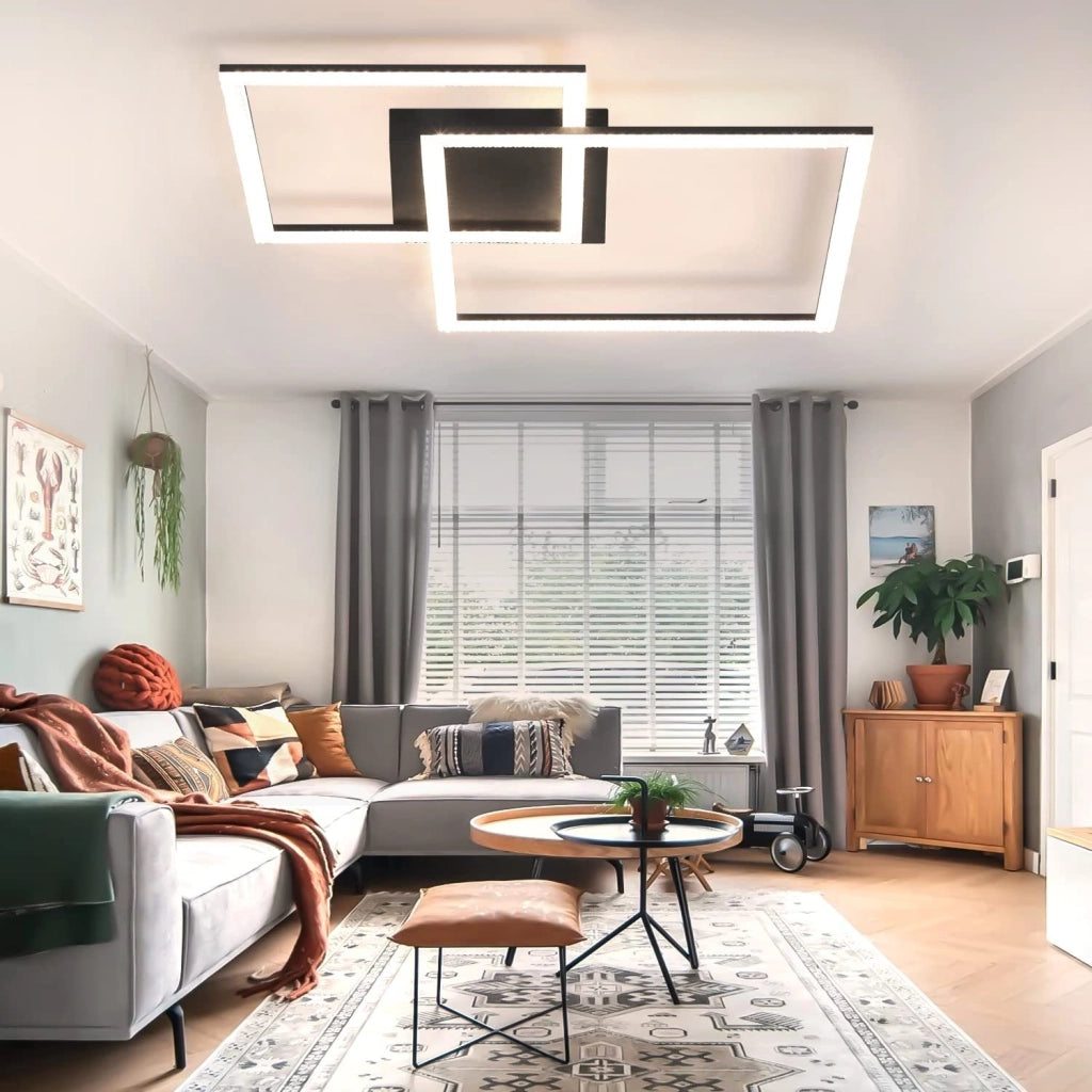 ZMH Lampada da soffitto plafoniera LED moderna quadrata cristallo due faretti 50W 57x48cm