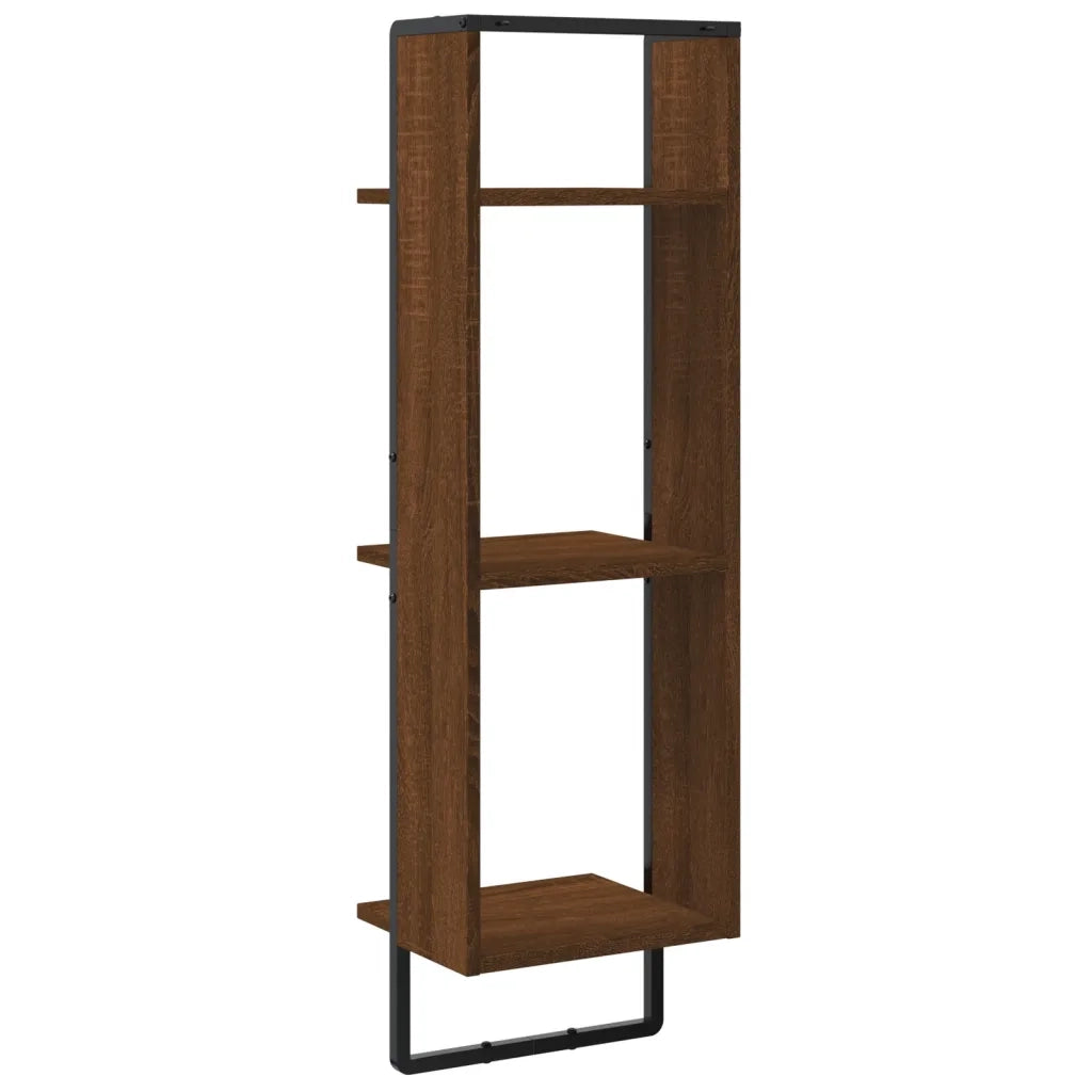 Scaffale Parete | Ripiano a parete | Mensola a parete 3Ripiani Rovere Marrone 30x25x100cm Multistrato
