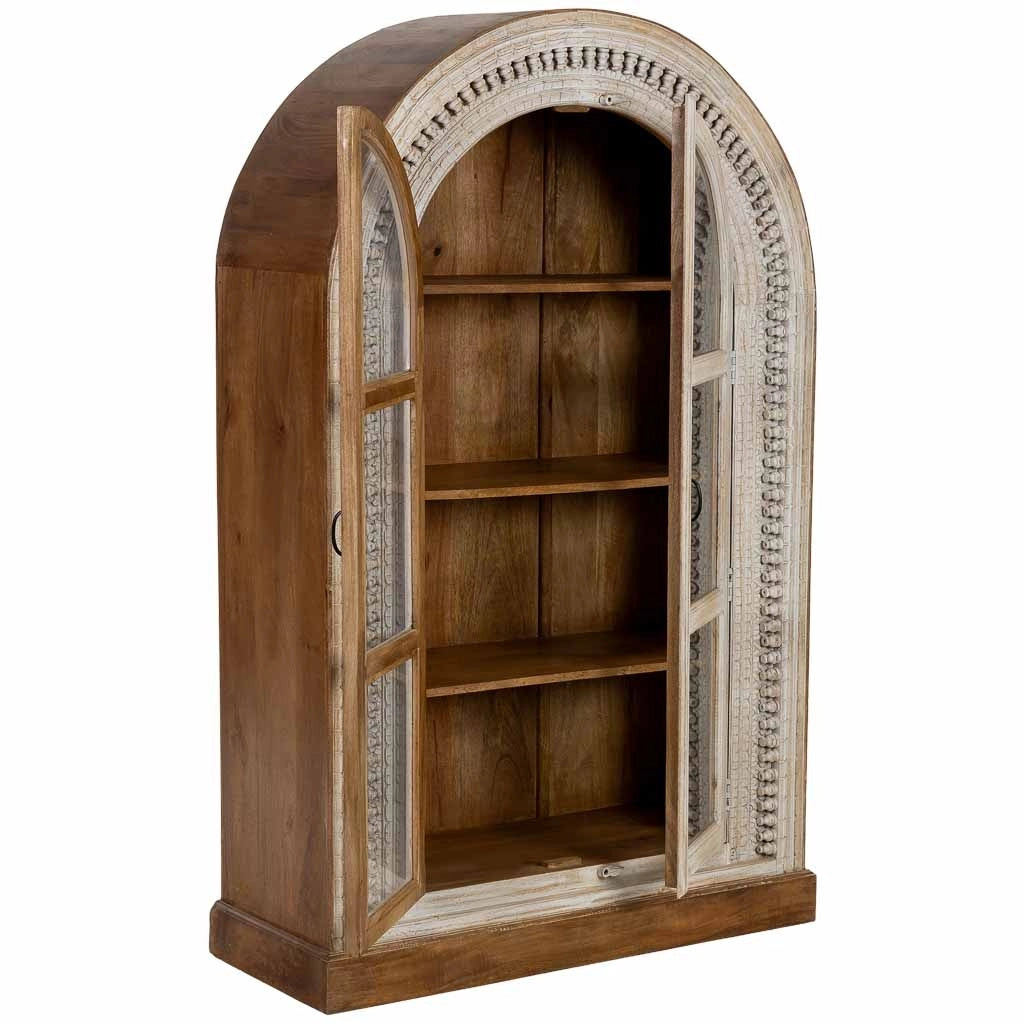 Vetrina in legno bianco fatta a mano 112x41x181h cm