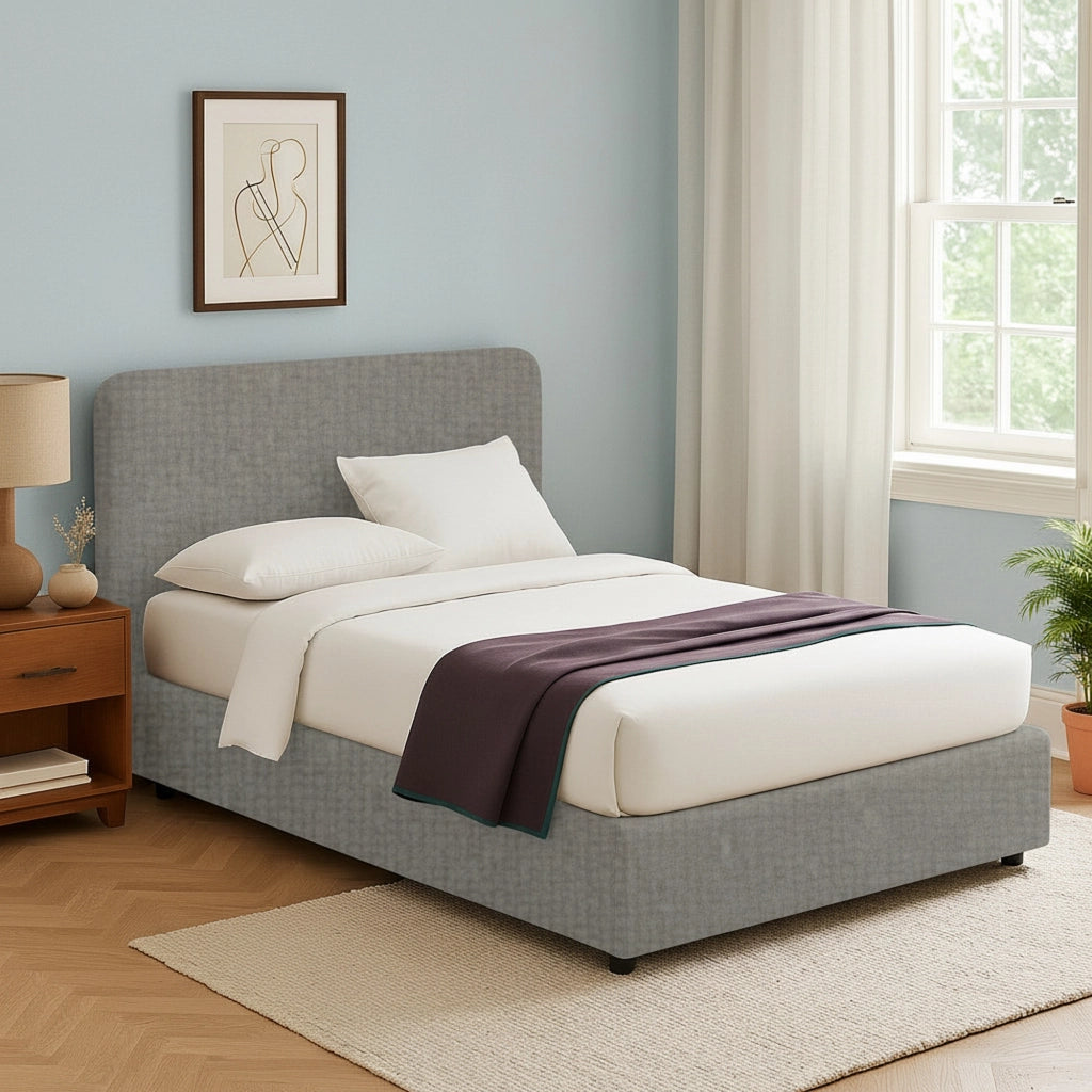 Slough, Letto Singolo Sfoderabile Made in Italy, Grigio Cenere