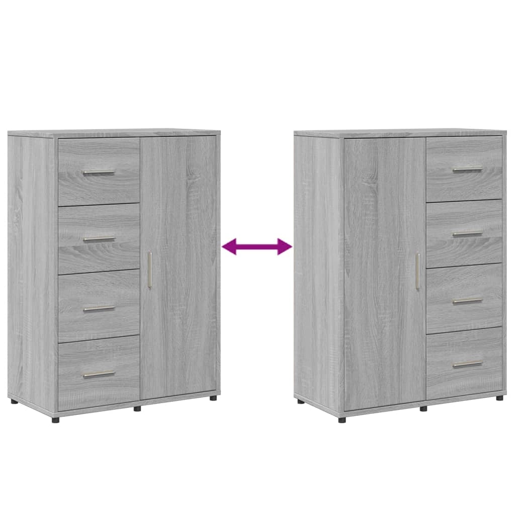 Buffet credenza cassettiera armadio mobile contenitore organizer per cucina soggiorno salotti set da 2 Sonoma 60 x 31 x 84 cm legno ingegnerizzato grigio 02_0036963