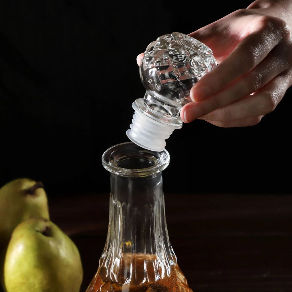 Caraffa per whisky in cristallo KADAX, bottiglia in vetro da 0,8 litri con tappo di sughero, confezione da 6 pezzi.