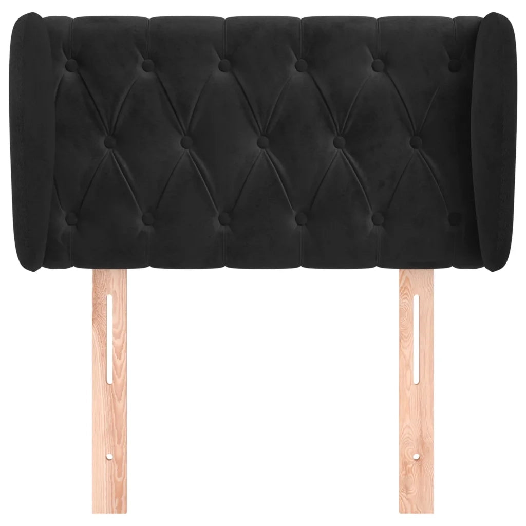 Testiera | Testata ad Orecchio Nera 83 x 23 x 78/88 cm in Velluto