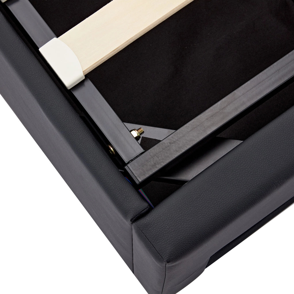 Letto imbottito 90 x 200 cm con LED, USB e vano contenitore