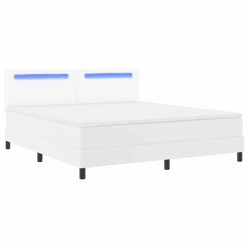 Letto a molle con materasso Bianco 180 x 200 cm Pelle sintetica 3339061