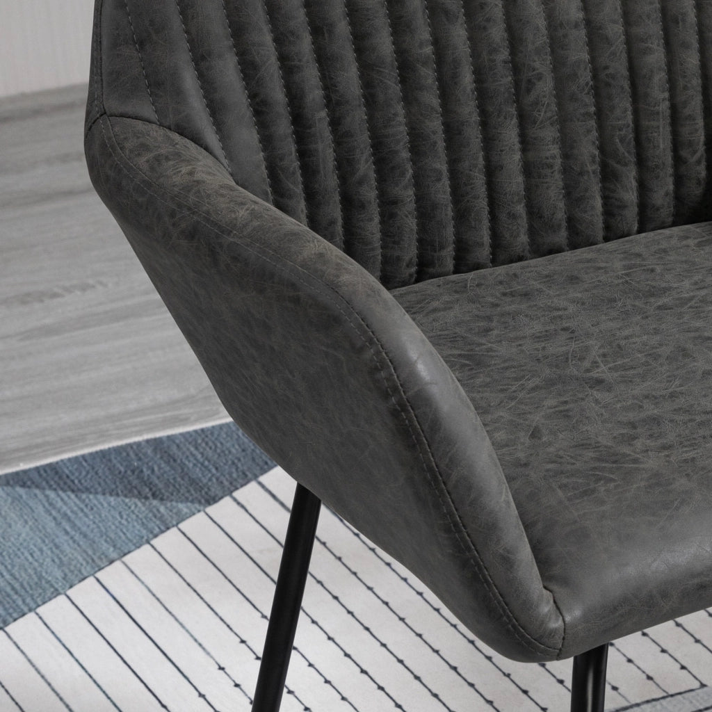 Set 2 Sedie Imbottite 60x56,5x85 cm in Similpelle Grigie