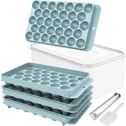 Set di congelazione in forma di cubetto di ghiaccio in silicone da 3 con coperchio - 99 ciotole di ghiaccio rotonde - maniglia di congelazione, maniglia di congelazione e cucchiaio per congelazione e maniglia di congelazione