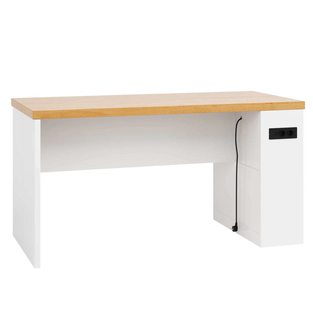 Isola da cucina 155x80x90 cm con LED, prese di corrente e 3 ripiani aperti