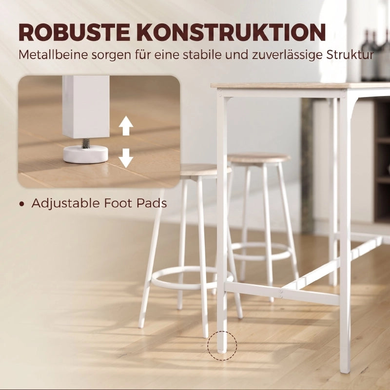 TAVOLO ALTO Set da 5 pezzi 110x50 cm Effetto rovere
