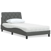 Letto con Materasso-Struttura Letto con Materasso Grigio Scuro 100x200 cm in Tessuto