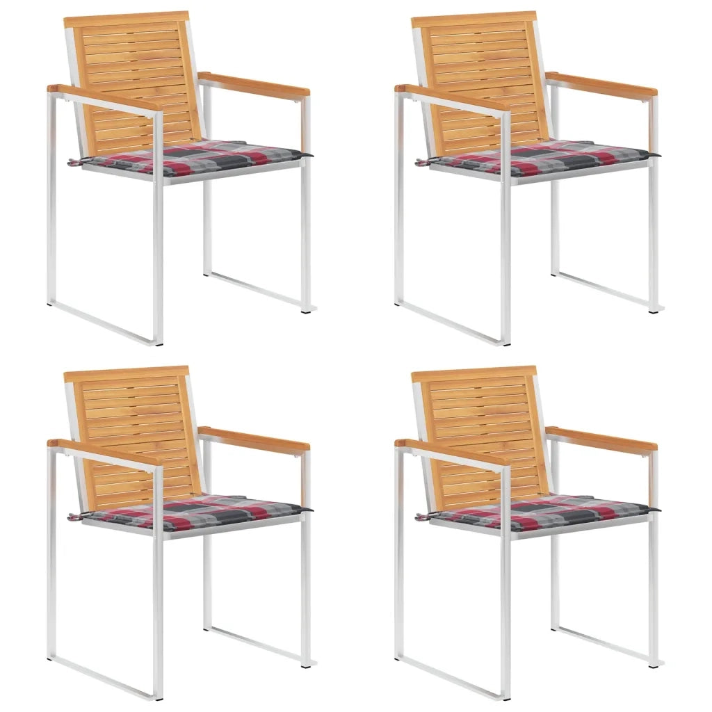 Sedie da Giardino con Cuscini 4 pz in Legno Massello di Teak cod mxl 8660