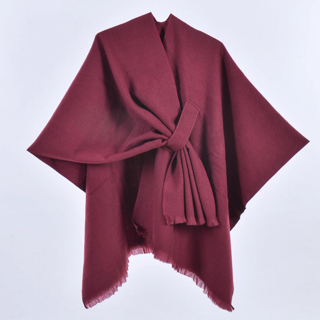 Sciarpa da donna, elegante mantello con cintura diagonale monocromatica