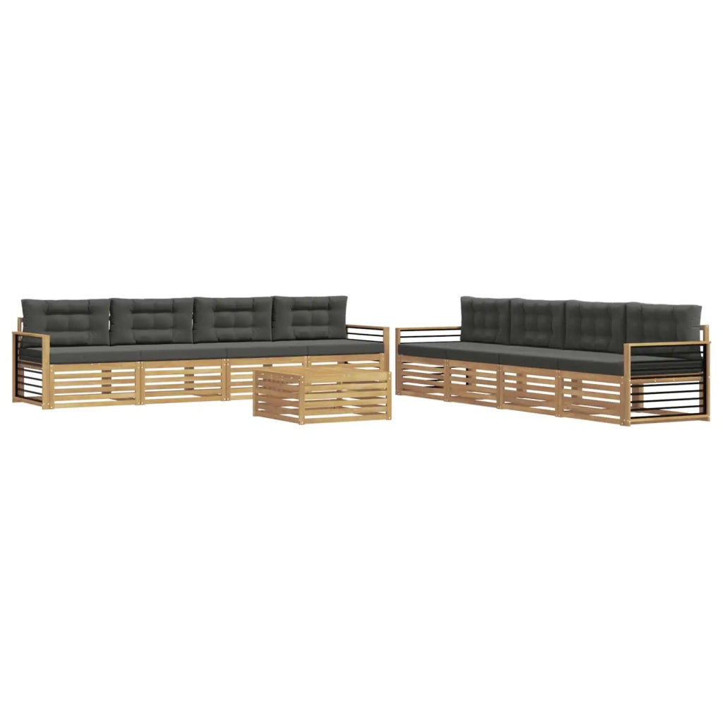 Set di divani da esterno 9 pcs Bianco e Antracite Poliestere