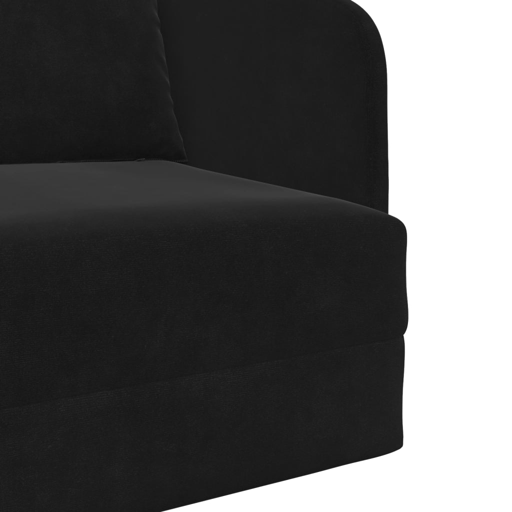 Divano Letto a Terra 2-in-1 Nero 65x80x83 cm in Velluto