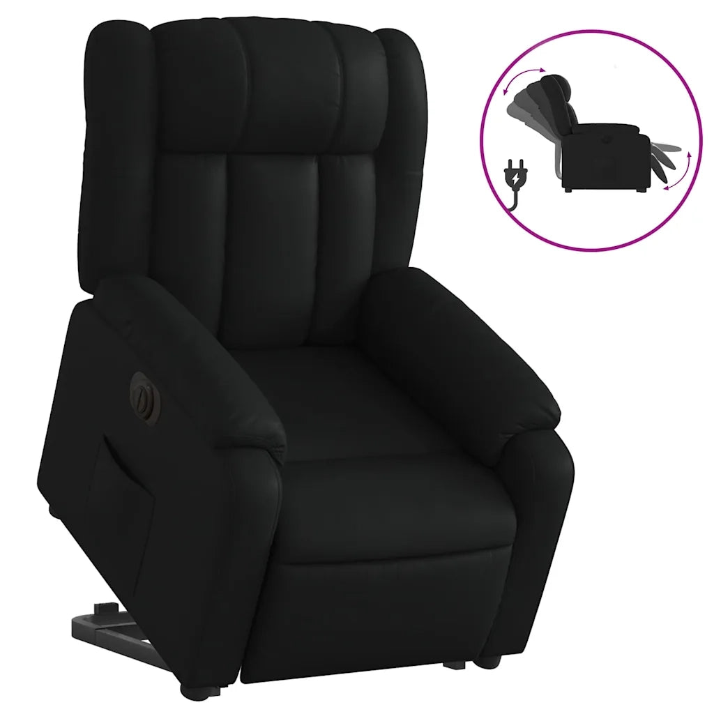 Poltrona Alzapersona Reclinabile Elettrica Nera in Similpelle 3205278