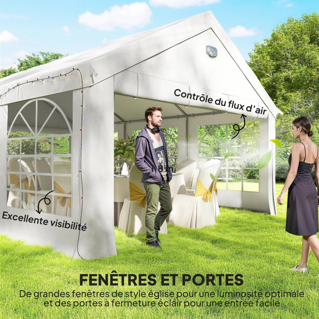 Tenda da Giardino ¨C zephmum ¨C 4x6m Bianco Struttura Acciaio