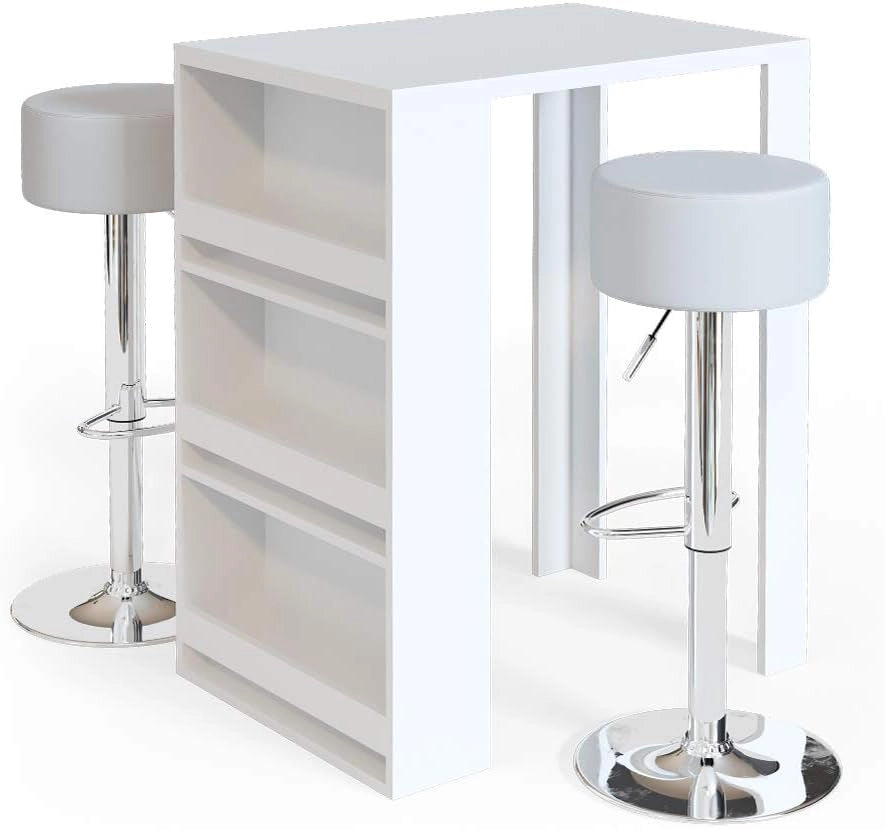 Tavolo bar con sgabelli, Antracite/bianco, 57 x 80 cm con 2 sgabelli da bar, per un utilizzo flessibile come zona pranzo o area di lavoro