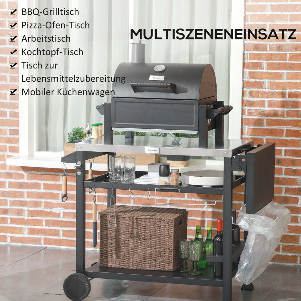 Carrello Barbecue con Accessori ¨C Zephmum ¨C Nero 125x65x84 cm