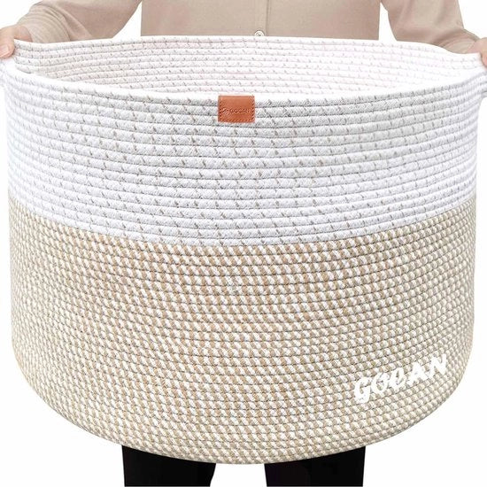 Mand XXXL grande capacità grande contenitore per stendere con manici per bambino in legno marrone 35x55 cm