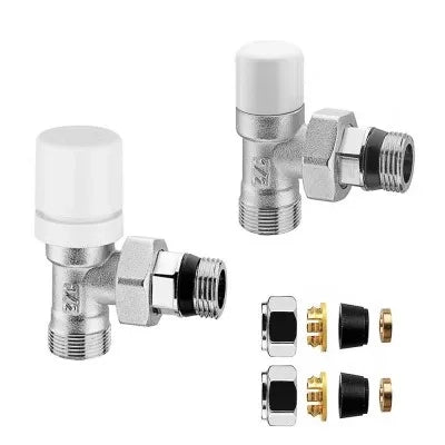 Kit valvola e detentore raccordo rame 12 mm cromo e bianco