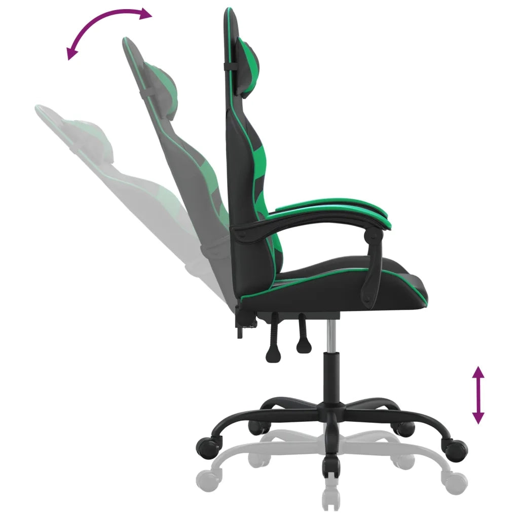 Sedia da Gaming Nera e Verde in Similpelle cod mxl 67580