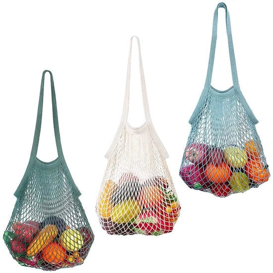 Tas per Bambina 3 pezzi - Borsa di Cucina in Cotone - Sacchetti di Cucina Reutilizzabili - Borse da Cucina Portatili - Ripiegabile - Cotone Naturale - Borsa da Cucina
