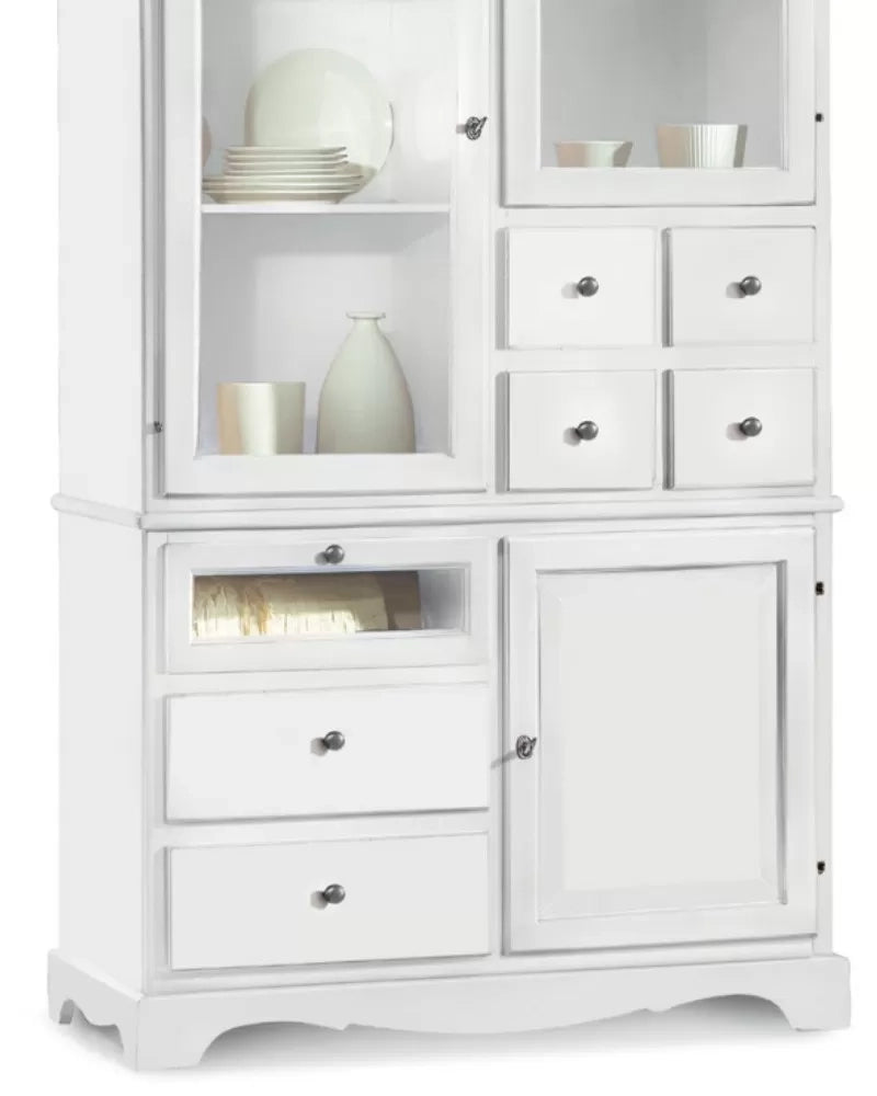 Dispensa 3 ante 7 cassetti laccato bianco opaco 120x52x220 (1242) - Mobili 2G