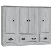 Buffet credenza cassettiera armadio mobile contenitore organizer per cucina soggiorno salotti 3 pezzi legno ingegnerizzato Sonoma grigio 02_0037178