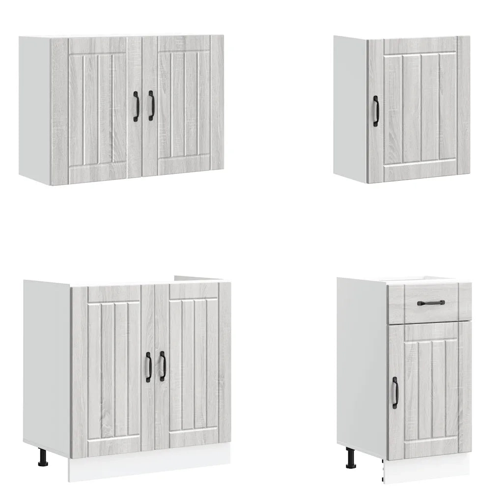 Set Mobili da Cucina 7 pz Lucca Grigio Sonoma in Truciolato 3314777
