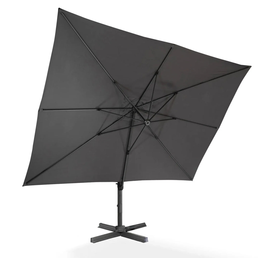 IDMarket - CALVI grigio 3x4 M ombrellone sfalsato a 360° inclinabile e girevole con copertura