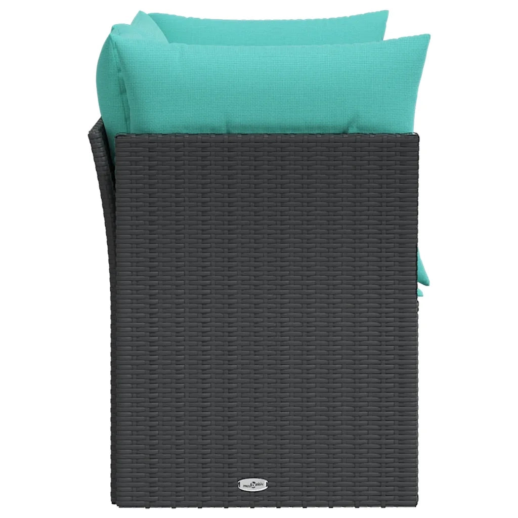 Divano da Giardino con Cuscini a 2 Posti Nero in Polyrattan