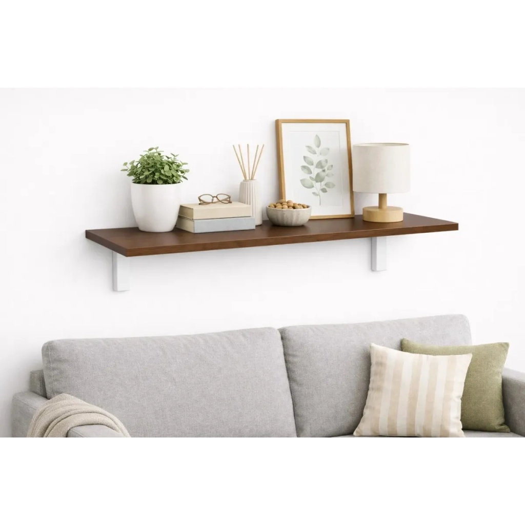 Mensola da Muro da appoggio in Legno nobilitato spessore 1,8 cm in colore Noce 60x50 cm