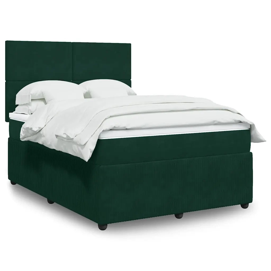 Giroletto a Molle con Materasso Verde Scuro 140x190 cm Velluto