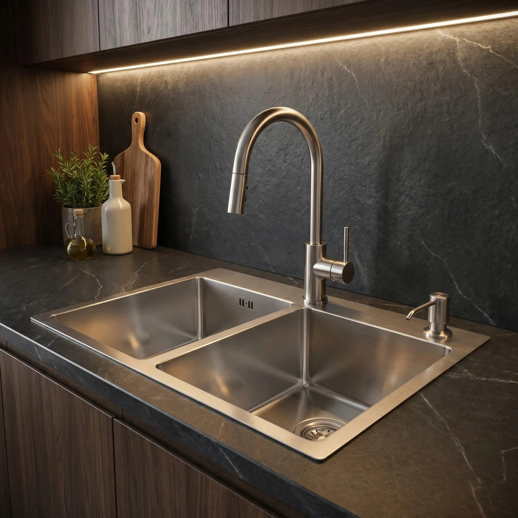 Lavello In Acciaio Toby Brush Steel senza rubinetto da cucina