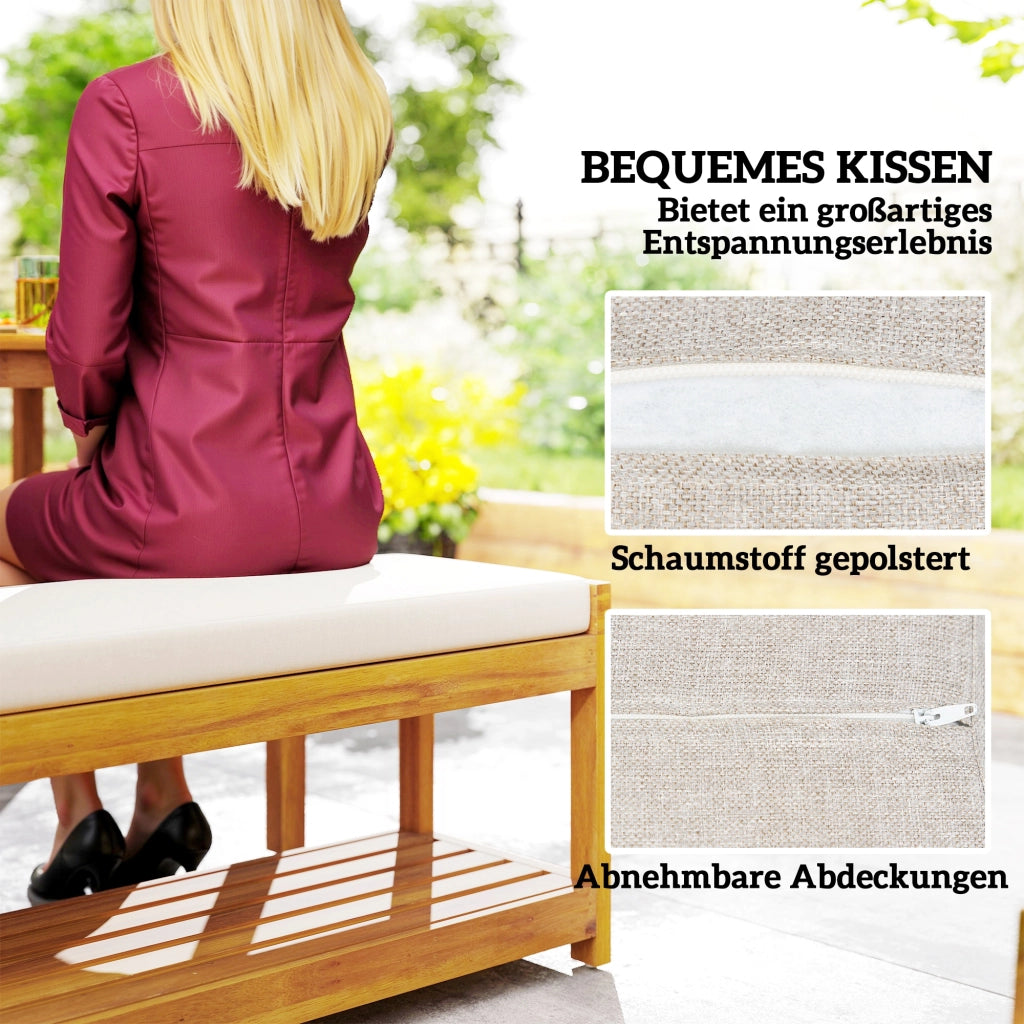 Set Giardino ¨C zephmum ¨C Teak, Tavolo e 2 Panche, 150x85x75 cm